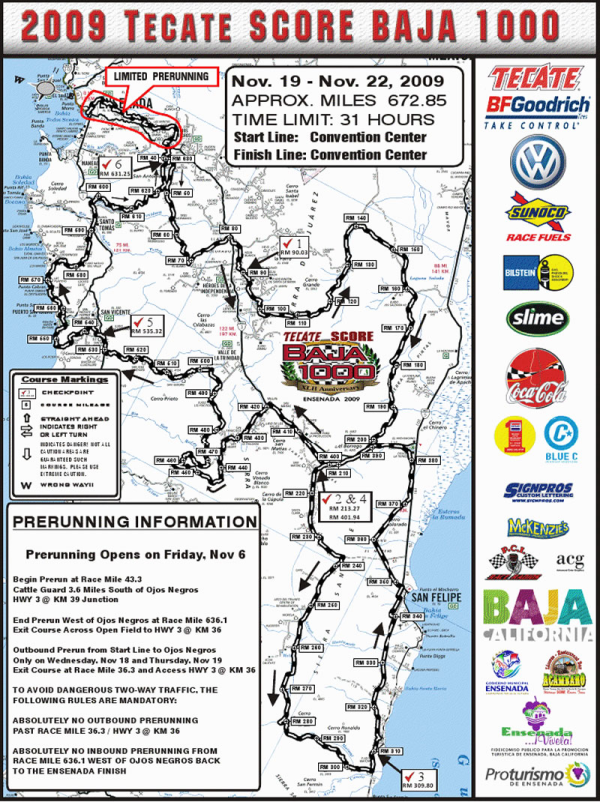 Baja 1000 2009 Course Map