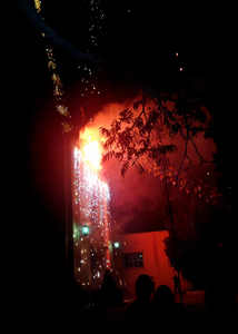 A Light Show against a building in Ramos Arizpe, Mexico