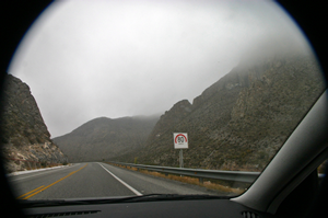 View of a mountain road in Mexico through a small photo lens