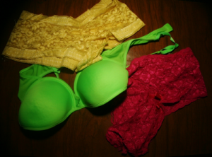A green bra and Yellow ad green Panties represent prosperity in the New Year in Mexico