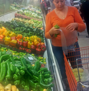 Woman shopping in Mexican grocery store copyright Al Barrus
