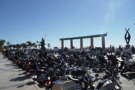 Hundreds of Motorcycles parked at the Rocky Point Malecon for the Rocky Point Rally