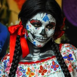 Woman with sugar skull face paint