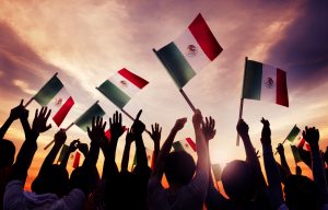 Mexican Flags Waving