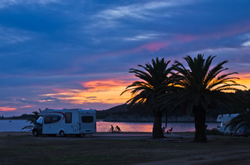 RV Beach on a beach in Mexico at sunset