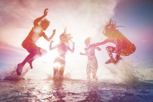 Playing on beach