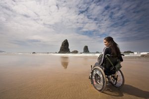 Wheelchair on beach