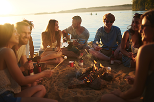 Beach Camping with Fire