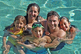 Family in Pool