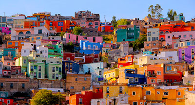 Colorful Mexican homes on a hill