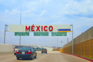 Mexico border with entrance signs